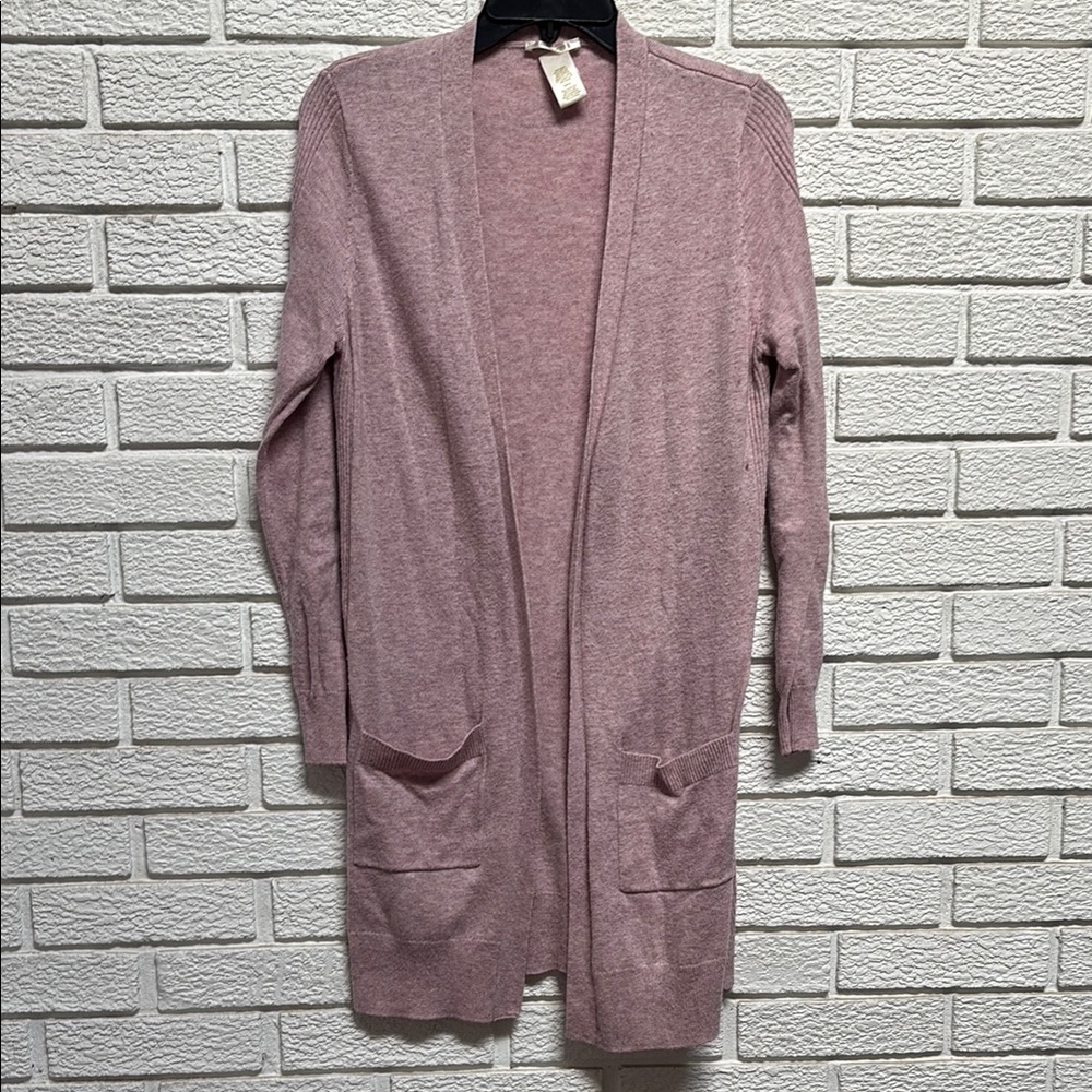 Matty M Pink Long Cardigan Sweater Open Front